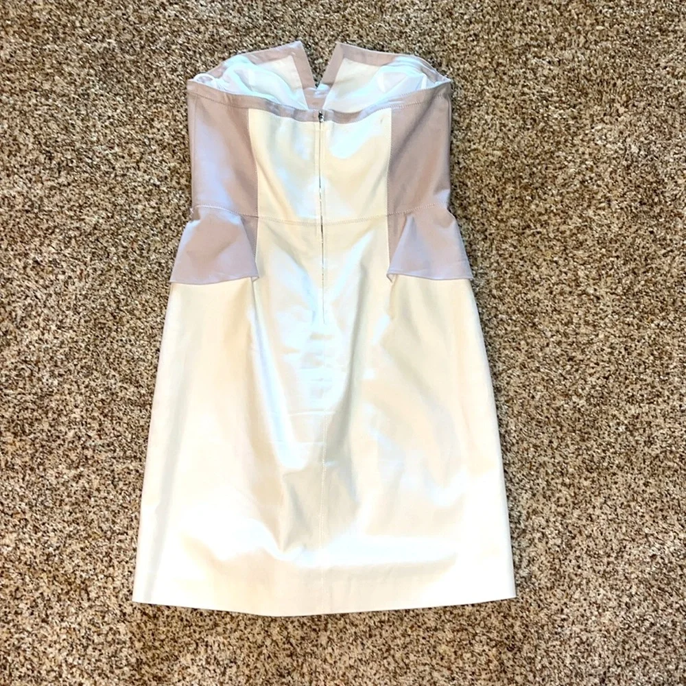 Elegant Rebecca Taylor, Strapless, White and Light Mauve/Purple Dress - Picture 5 of 8